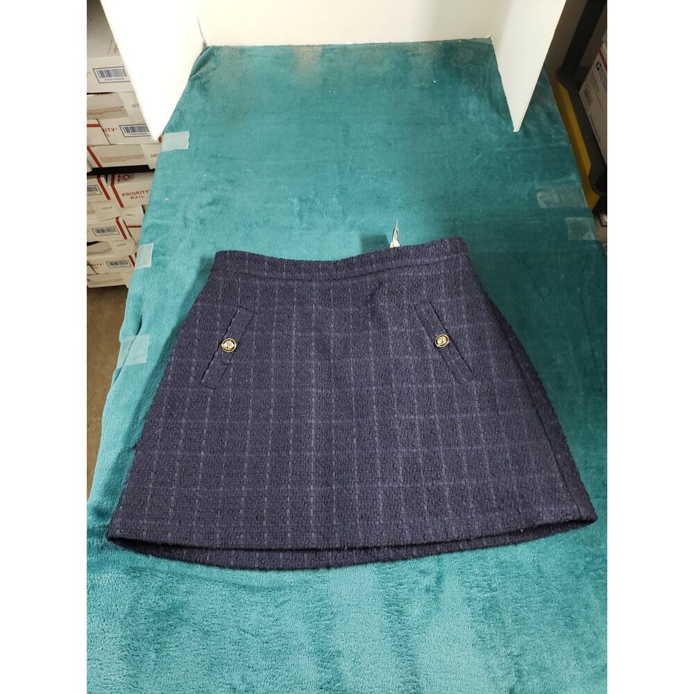 Primark Skirt Size 10 Womens Blue A Line Fabric Geometric Pockets Stretch NWT